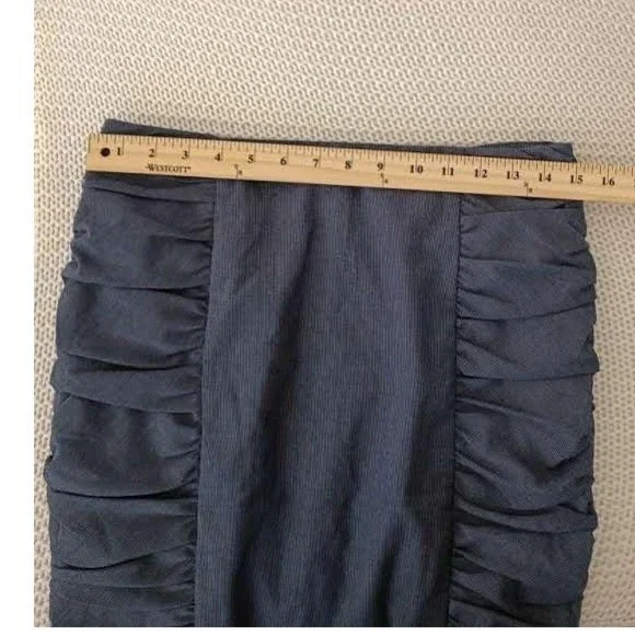 Anthropologie Cartonnier Woodgrain Ruched Pencil Skirt Navy Black Size 4 - Picture 7 of 8